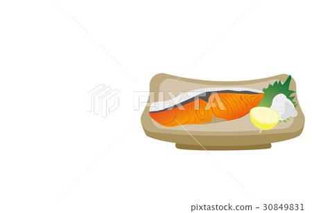 Salt-grilling of today's rice salmon 30849831