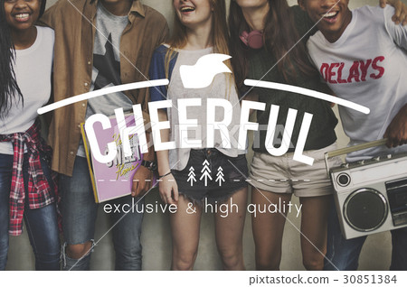 Cheerful word overlay young people 30851384