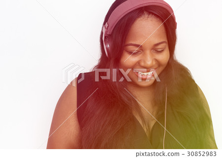 African Women Listen Music Portrait Studio 30852983