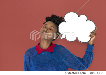 African Woman with Speech Buble Thinking of Something African Woman with Speech Buble Thinking of Something 30853435