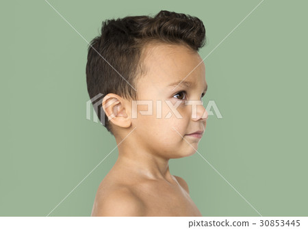 Little Boy Bare Chest Smiling Side Little Boy Bare Chest Smiling Side 30853445