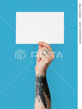 Tattoo Hand Holding Placard Isolated with Background Tattoo Hand Holding Placard Isolated with Background 30853799