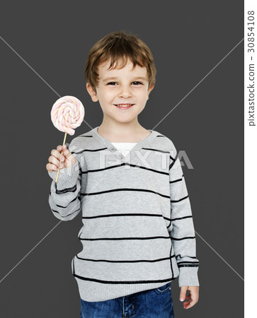 Little Boy Hands Holding Marshmallow Candy Studio Portrait Little Boy Hands Holding Marshmallow Candy Studio Portrait 30854108