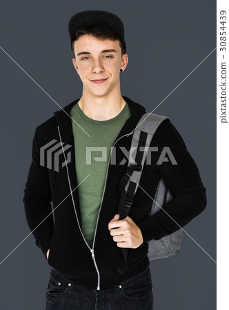 A teenager student guy with backpack A teenager student guy with backpack 30854439