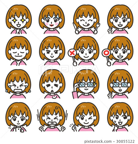 Girls' Character Facial Expressions 02 - Stock Illustration [30855122 ...