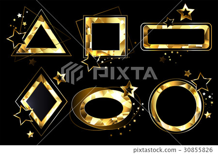 Set of polygonal golden banners Set of polygonal golden banners 30855826