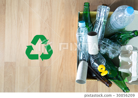 Recyclable garbage consisting  glass Plastic Env 30856209