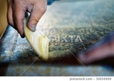 Indigo Japanese pattern hand printing 30856899