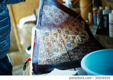 Indigo Japanese pattern hand printing Indigo Japanese pattern hand printing 30856926