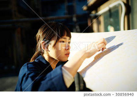 靛藍染料手女士 30856940