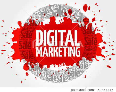 Digital Marketing stamp words cloud, 30857237