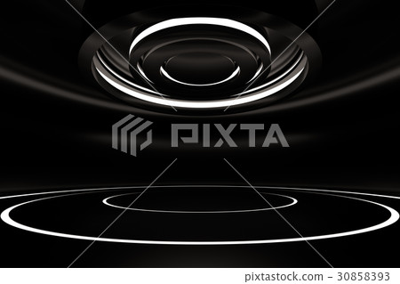 Abstract glossy interior with glow circle. 3d - Stock Illustration ...