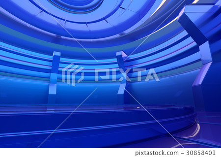 Abstract glossy interior with glow circle. 3d - Stock Illustration ...