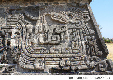Bas-relief carving Quetzalcoatl, Xochicalco Mexico Bas-relief carving Quetzalcoatl, Xochicalco Mexico 30858493