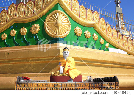 Old stone statue meditating Buddha, Bago, Myanmar Old stone statue meditating Buddha, Bago, Myanmar 30858494