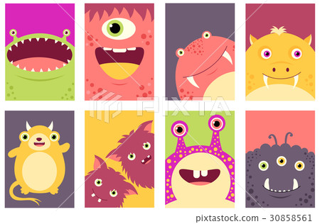 Set of banners with cute monsters Set of banners with cute monsters 30858561