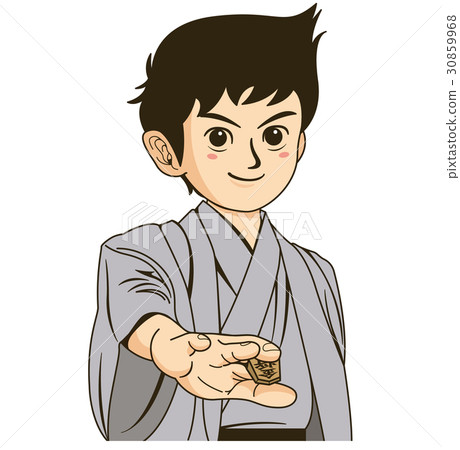 瞄準shogi的一個年輕人的例證指向可以使用作為事件飛行物和目錄的一個例證的shogi 30859968