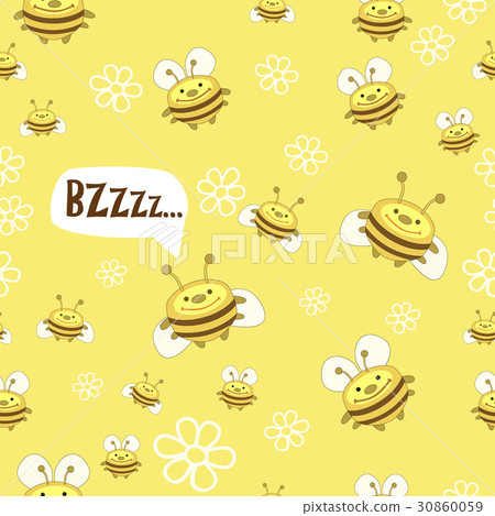 Pattern of bees and flowers 30860059