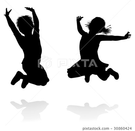 Happy Silhouette Kids Jumping Happy Silhouette Kids Jumping 30860424