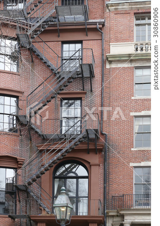 Building of red brick and Emergency stairs Beacon Hill 30860906