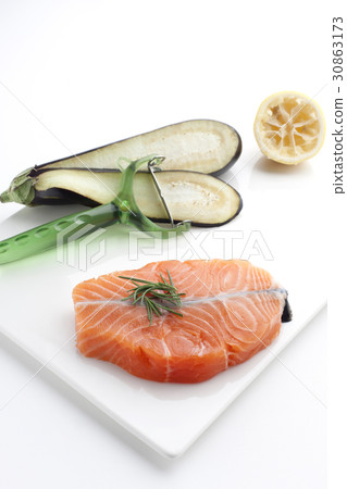 Lemon, Rake, Salmon, Rosemary, Herb, Eggplant, Plate Lemon, Rake, Salmon, Rosemary, Herb, Eggplant, Plate 30863173