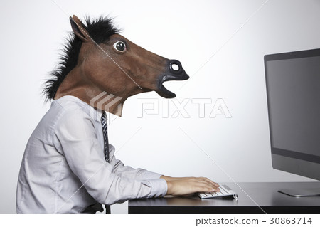 Horse, mask, business man Horse, mask, business man 30863714