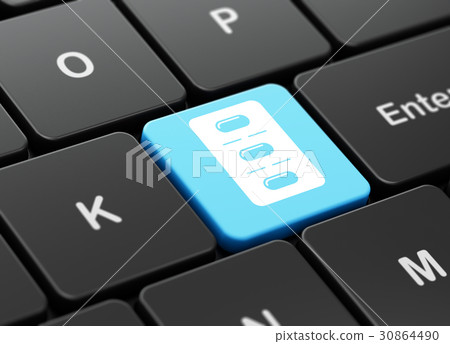 Medicine concept: Pills Blister on computer 30864490