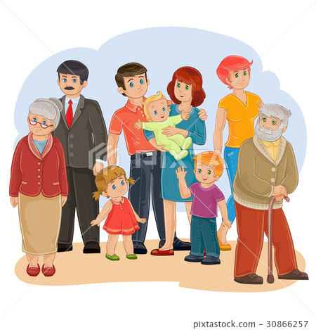Vector happy family - great-grandfather, great 30866257
