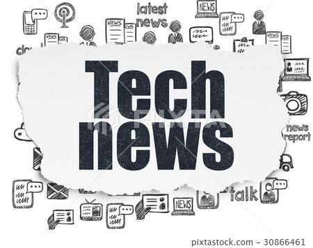 News concept: Tech News on Torn Paper background 30866461