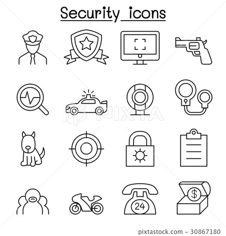 Security icon set in thin line style - Stock Illustration [30867180 ...