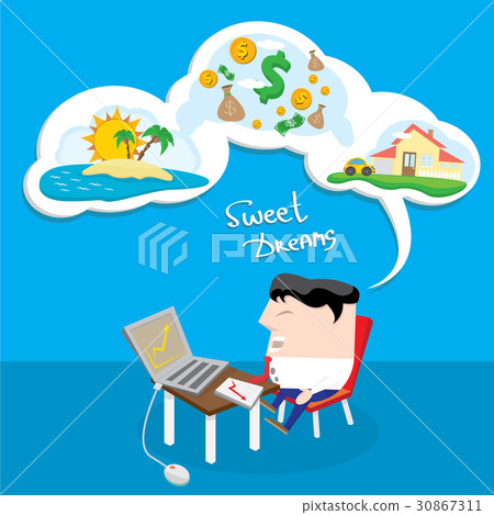 Business man dreaming. cartoon illustration Business man dreaming. cartoon illustration 30867311