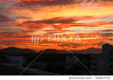 sky in sunset   beautiful colorful evening  30867410