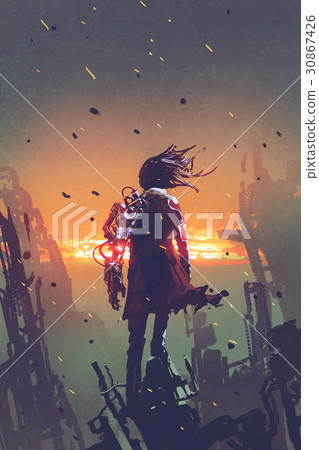the man standing on ruined building the man standing on ruined building 30867426