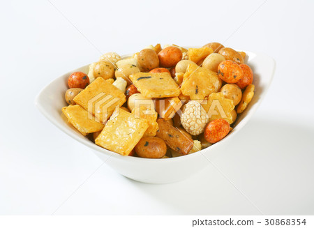 Japanese peanut and rice crackers 30868354