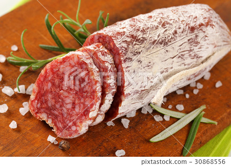 French dry cured sausage with spices 30868556
