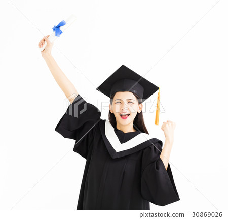 happy Graduate woman showing the diploma 30869026