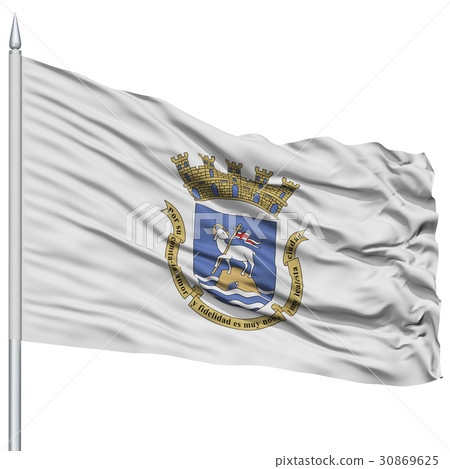 San Juan Flag on Flagpole, on White Background 30869625