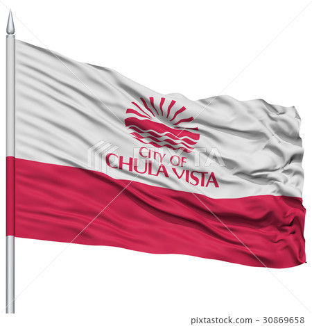 Chula Vista City Flag on Flagpole, USA 30869658