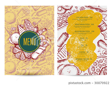 Fast food menu layout with hand drawn graphic Fast food menu layout with hand drawn graphic 30870922