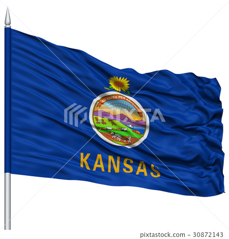 Isolated Kansas Flag on Flagpole, USA state Isolated Kansas Flag on Flagpole, USA state 30872143