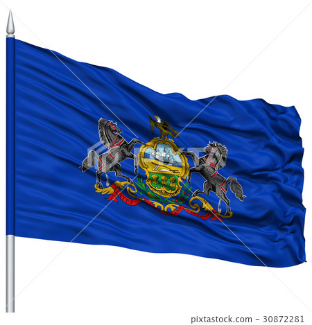 Isolated Pennsylvania Flag on Flagpole, USA state Isolated Pennsylvania Flag on Flagpole, USA state 30872281