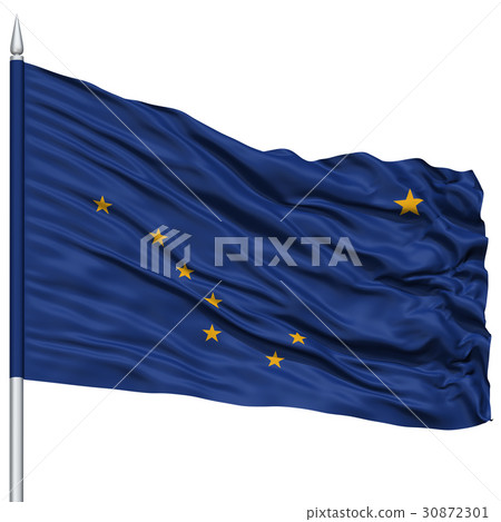 Isolated Alaska Flag on Flagpole, USA state 30872301