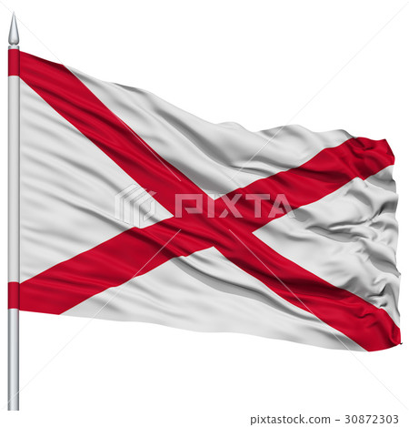 Isolated Alabama Flag on Flagpole, USA state 30872303