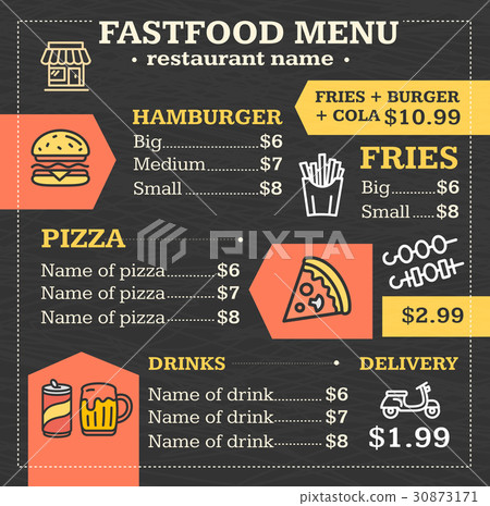 Fastfood Menu for Restaurant or Cafe Poster Fastfood Menu for Restaurant or Cafe Poster 30873171