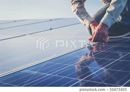 engineer swapping and install solar panel 30873805