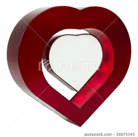 Red heart photo frame on isolaed white background Red heart photo frame on isolaed white background 30875343