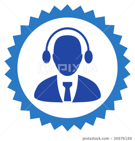 Call Center Stamp Flat Icon 30876189