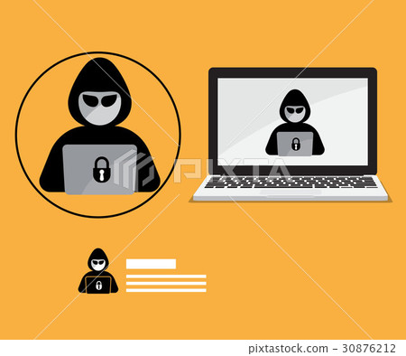 hacker logo with laptop background hacker logo with laptop background 30876212