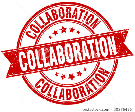 collaboration round grunge ribbon stamp collaboration round grunge ribbon stamp 30876456