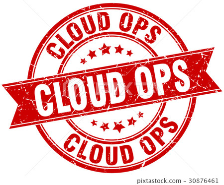 cloud ops round grunge ribbon stamp 30876461